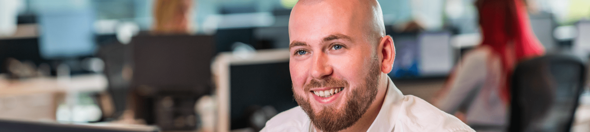 Smiling contact centre advisor